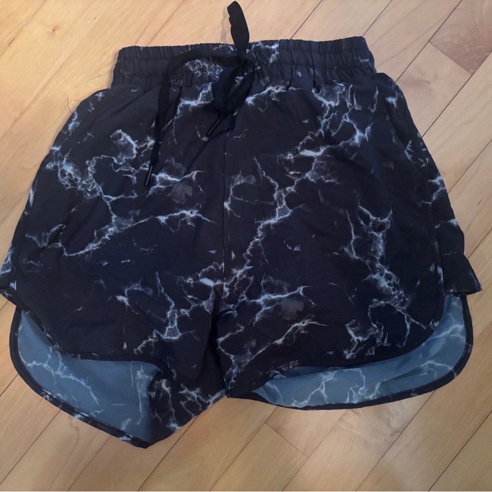 BuffBunny Black and White Marble Flo Athletic Shorts